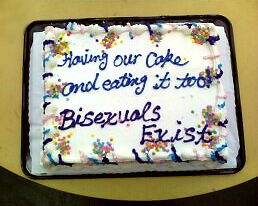 Having Our Cake and Eating It Too: Bisexual Exist from the 'unVEILing injustice' protest of 3 July 2008 SF California USA
